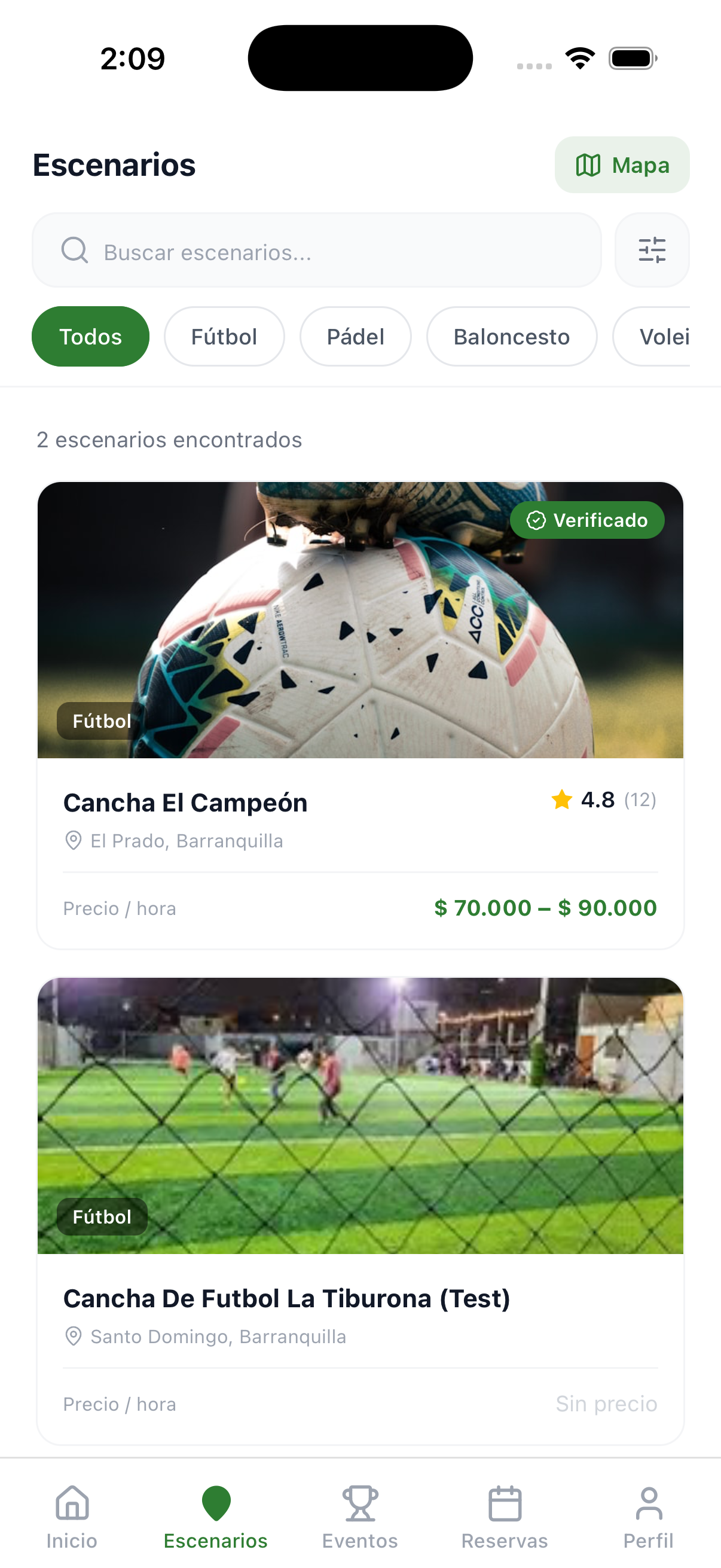 ReservApp — Escenarios